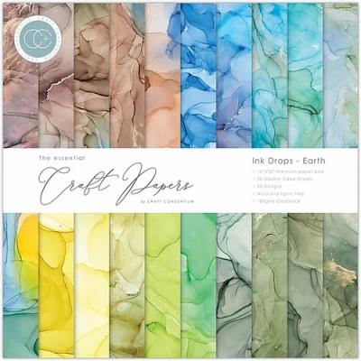 Craft Consortium Designpapier - Ink Drops Earth Paper Pack